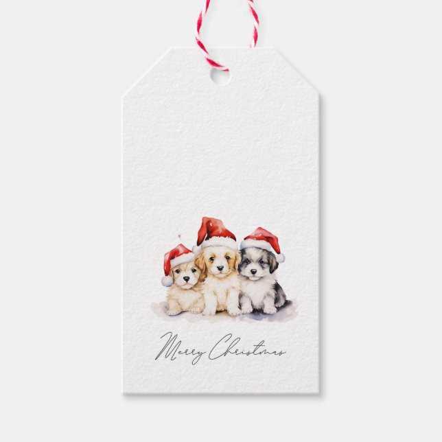Super cute Christmas puppies Gift Tags (Front)