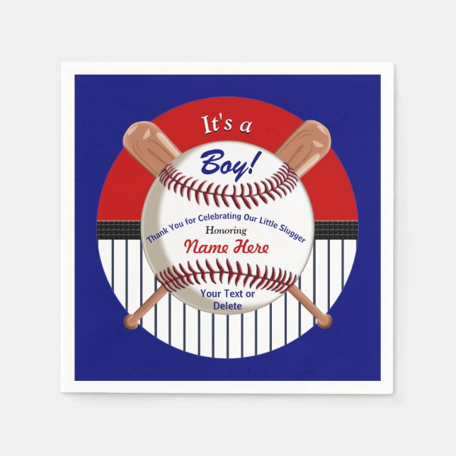 Super Cute Custom Baseball Napkins for Baby Shower (Front)