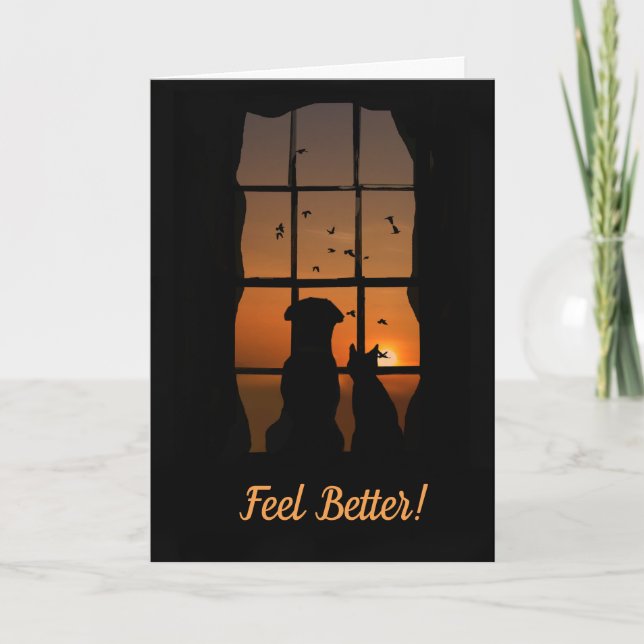 Super Cute Dog and Cat Feel Better Card (Front)