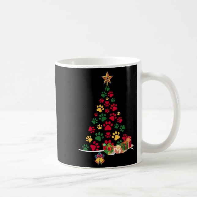 Super Cute Dog Paws Print Christmas Tree  Coffee Mug (Right)