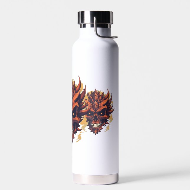 Super Cute Dragon Skull Mascot Water Bottle Design (Left)