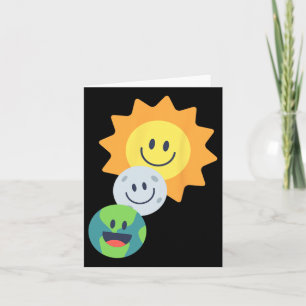 Super Cute Earth Moon Sun Solar Eclipse 2024 Funny Card