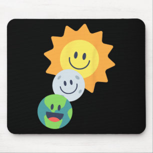 Super Cute Earth Moon Sun Solar Eclipse 2024 Funny Mouse Pad