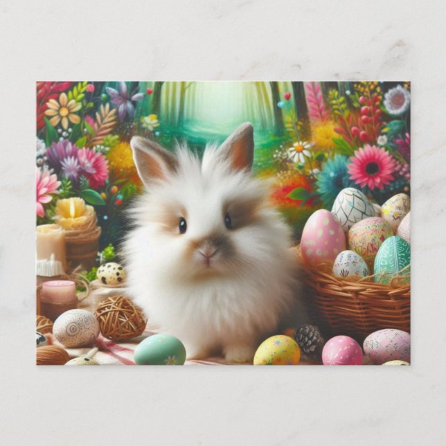 Super Cute Easter Bunny Holiday Postcard (Front)