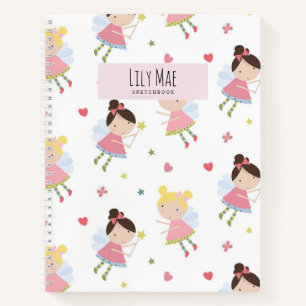 Super Cute Fairy pink Personalized Sketchbook Notebook