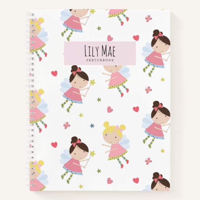 Super Cute Fairy pink Personalized Sketchbook  Notebook (Front)