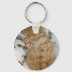Super Cute Ginger Sleeping Kitten Keychain