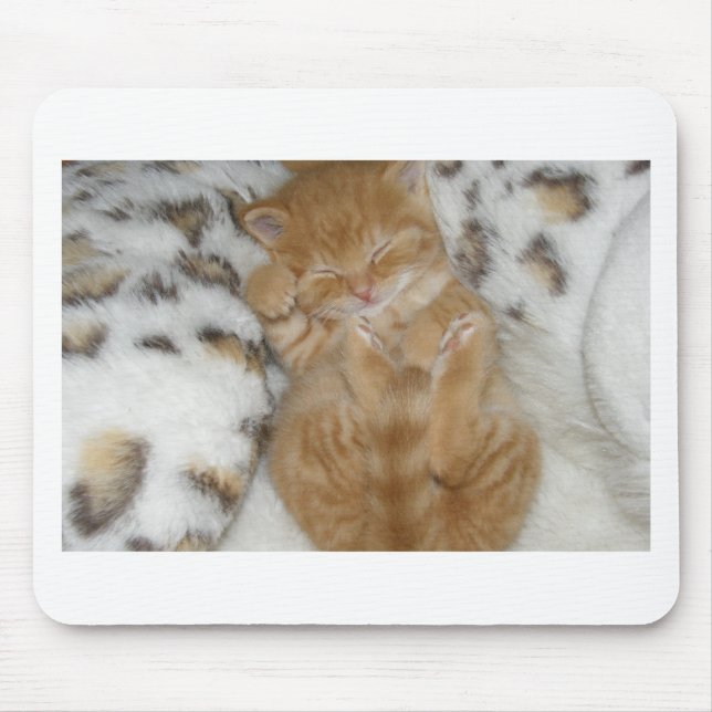 Super Cute Ginger Sleeping Kitten Mouse Pad (Front)