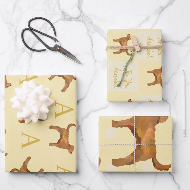 Super cute Golden Doodle Wrapping Paper Sheet (Front)