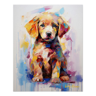 Super Cute Golden Retriever Dog Puppy 004 - Xeno L Poster