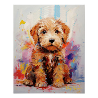 Super Cute Goldendoodle Dog Puppy 004 - Xeno Lucil Poster
