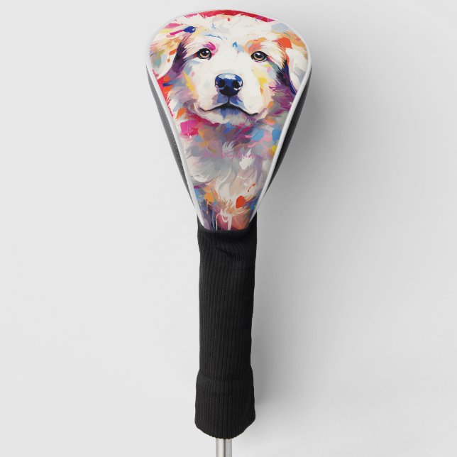 Super Cute Great Pyrenees Dog Puppy 001 - Xeno Luc Golf Head Cover (Front)