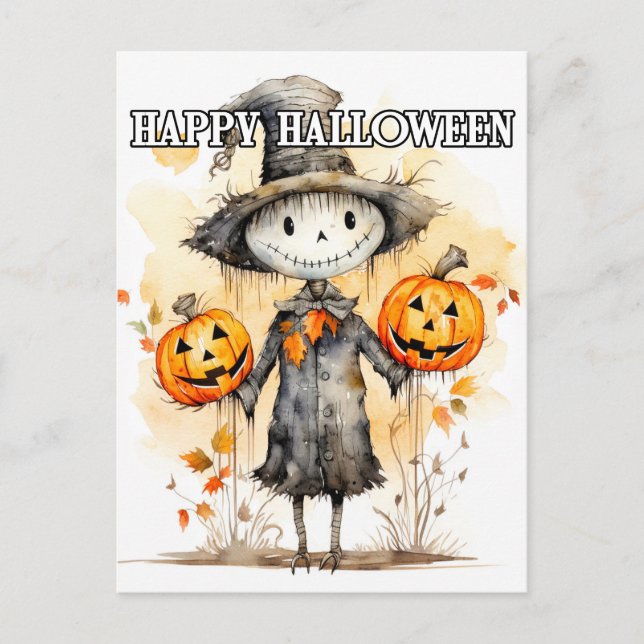 Super Cute Halloween Doll Illustration Postcard (Front)