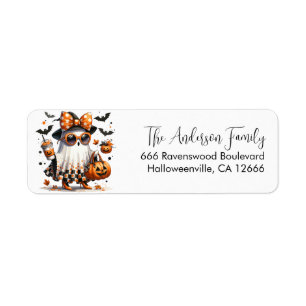 Super Cute Halloween Ghost Pumpkin Return Address 