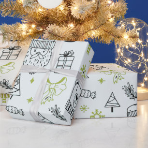 Super Cute Holiday Pattern Green Christmas Wrapping Paper