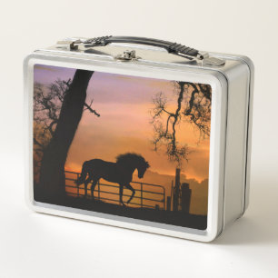 Super Cute Horse and Oak Tree with Fence Lunch Box