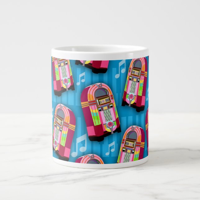 Super Cute Jukebox Time Fun Pattern Art Large Coffee Mug (Front)
