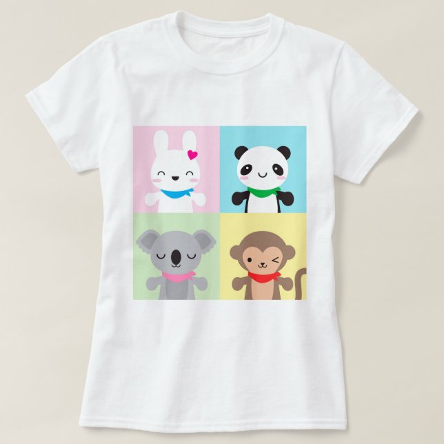 Super Cute Kawaii Animal Mascots T-Shirt (Design Front)
