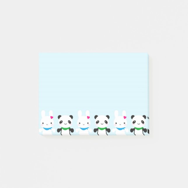 Super Cute Kawaii Bunny and Panda Post-it Notes (Front)