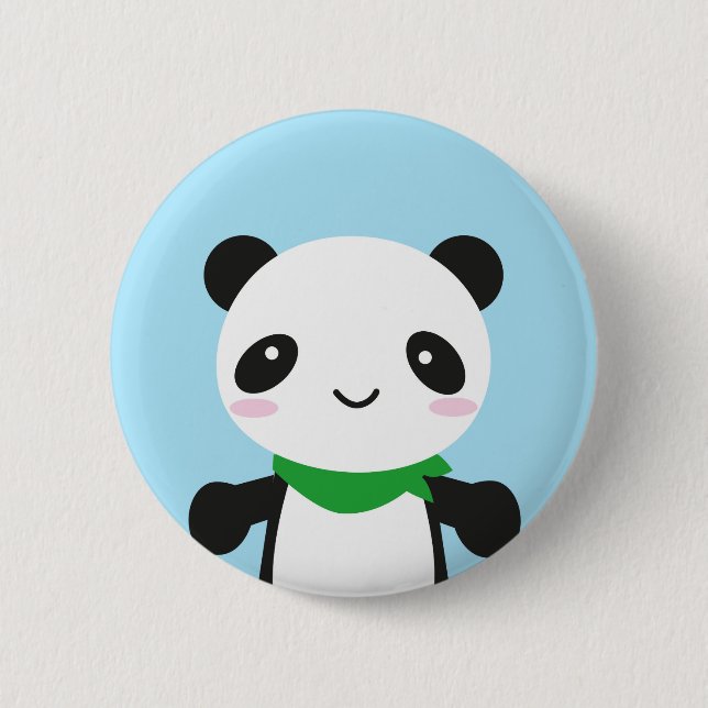 Super Cute Kawaii Panda 2 Inch Round Button (Front)