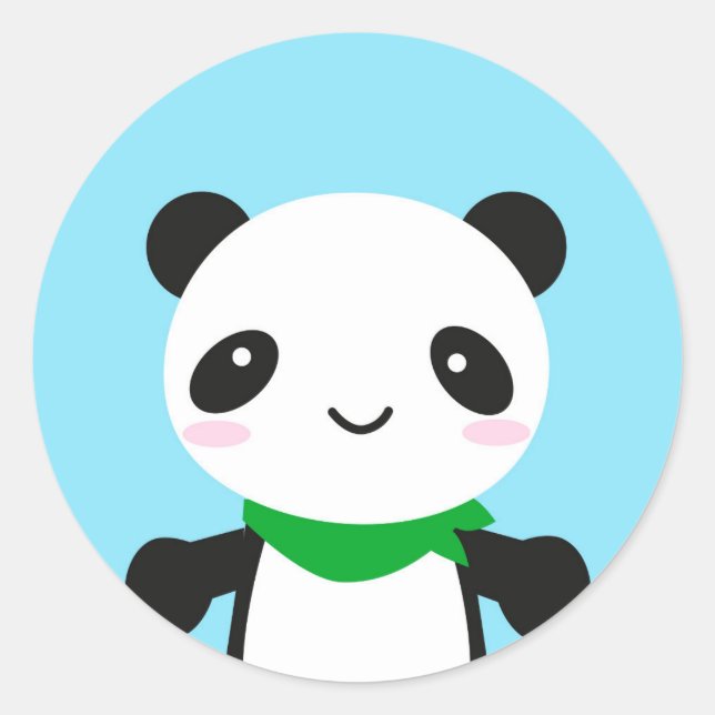 Super Cute Kawaii Panda Classic Round Sticker (Front)