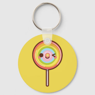 Super cute kawaii rainbow lollipop custom colour keychain
