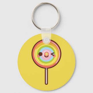 Super cute kawaii rainbow lollipop custom colour keychain