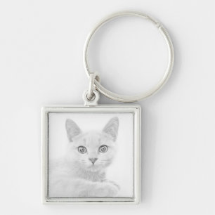 SUPER CUTE Kitten Portrait Photograph Keychain