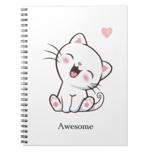 Super Cute Kitty Chat sur Carnet blanc