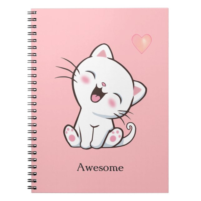 Super Cute Kitty Chat sur Carnet rose clair (Devant)