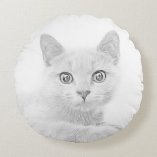 SUPER CUTE Kitty Portrait Photograph Round Pillow