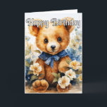 Super Cute Little Teddy Bear Card<br><div class="desc">This adorable birthday card showcases an illustration of a contemplative little teddy bear. You are welcome to adjust any of the available options to your fancy.</div>