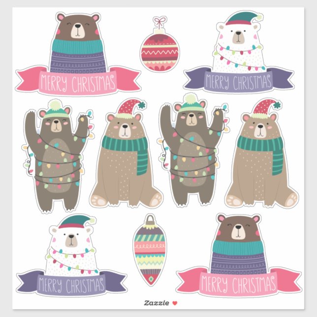 Super cute mixed Christmas Bears Set (Sheet)