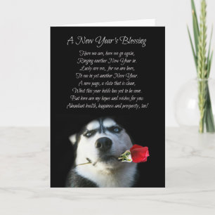 Super Cute New Year's Day Card with Husky Dog