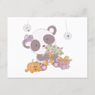 Super Cute Panda Bouquet of Eyeballs Halloween Holiday Postcard