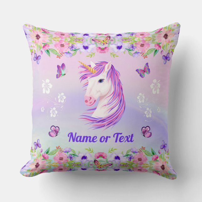 Super Cute Pastel, Coussin Unicorne Personnalisé (Recto)