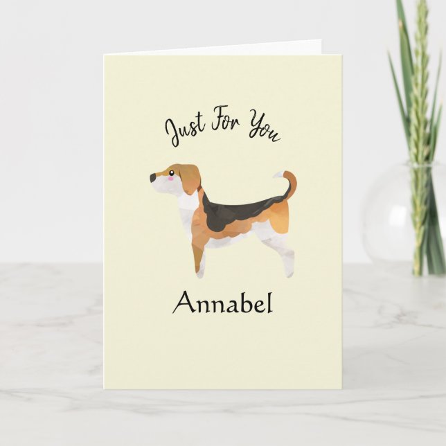 Super Cute Personalised Beagle Card (Front)