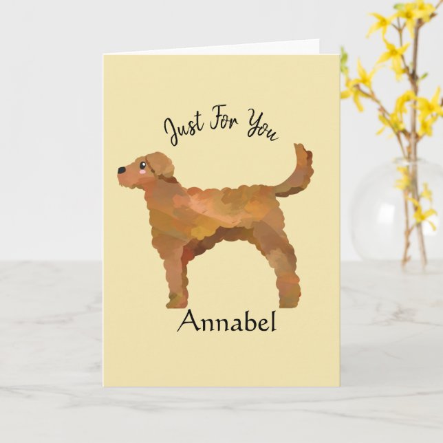 Super Cute Personalised Golden Doodle Card (Yellow Flower)