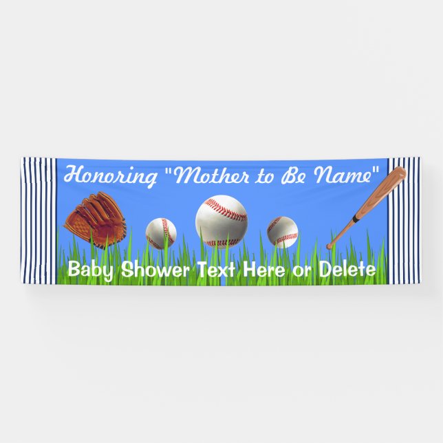 Super Cute Personalize Baseball Baby Shower Banner (Horizontal)