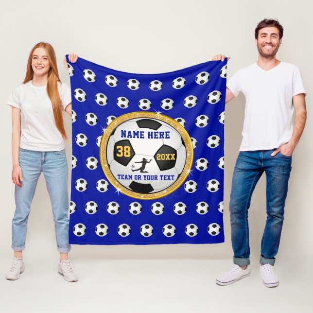 Super Cute Personalized Soccer Blanket in 3 Sizes (In Situ)