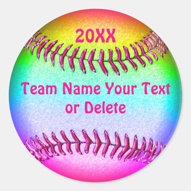 Super Cute Personalized Softball Stickers (Front)