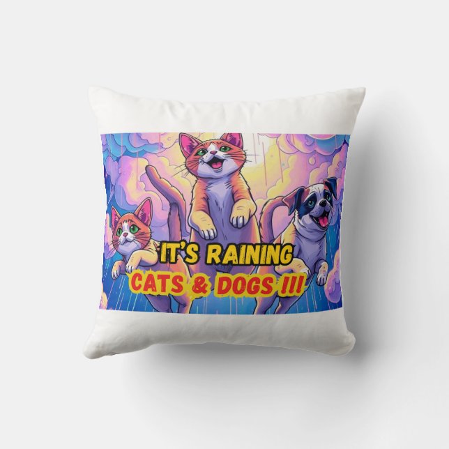 Super Cute Pets Pillow! Throw Pillow (Back)