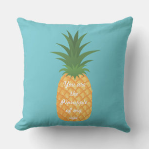 Super Cute Pineapple Graphic Love Quote Teal Throw Pillow