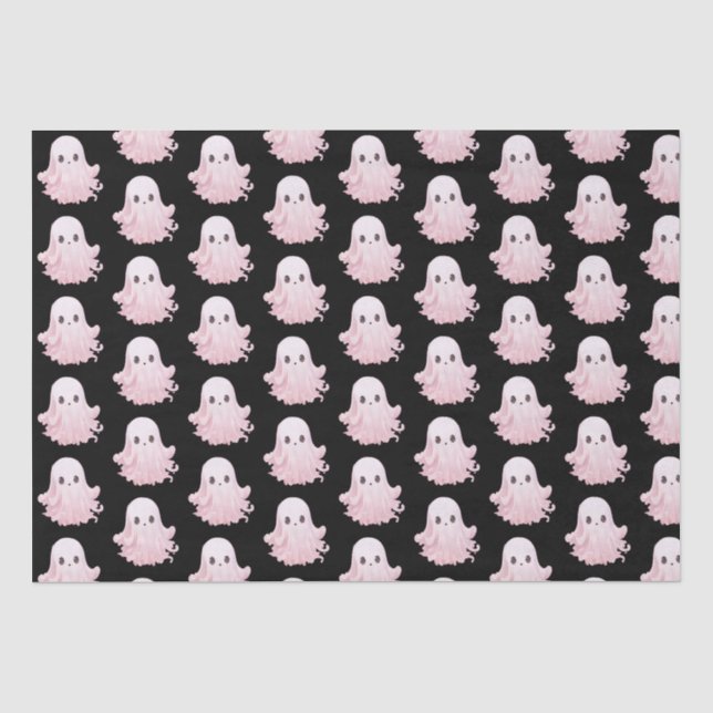 Super Cute Pink Ghost Pattern Halloween Tissue Paper (Front)