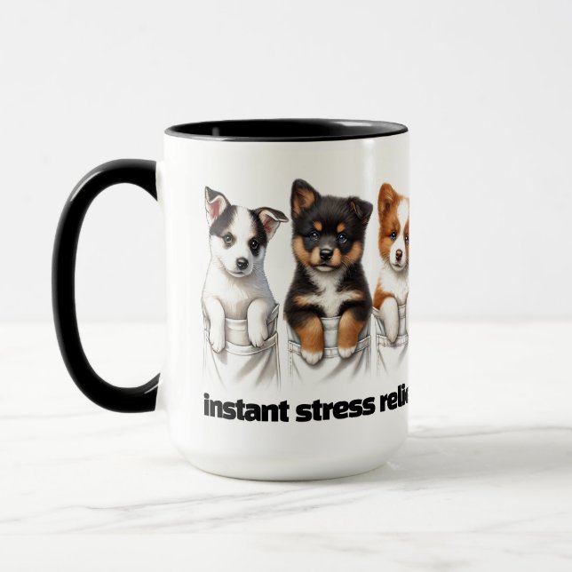 Super Cute Pockets Full of Puppies Mug (Left)