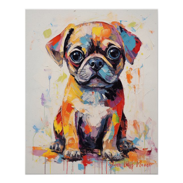 Super Cute Pug Dog Puppy 001 - Xeno Lucilfer Poster (Front)