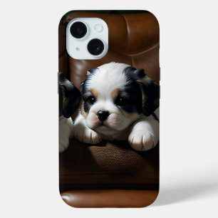 Super Cute Puppies on the Couch 1 iPhone 15 Case