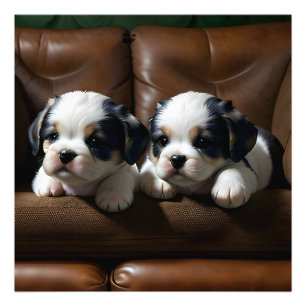 Super Cute Puppies on the Couch 1 Photo Print