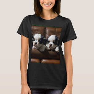 Super Cute Puppies on the Couch 1 T-Shirt