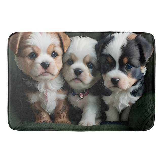 Super Cute Puppies on the Couch 2 Bath Mat (Front)